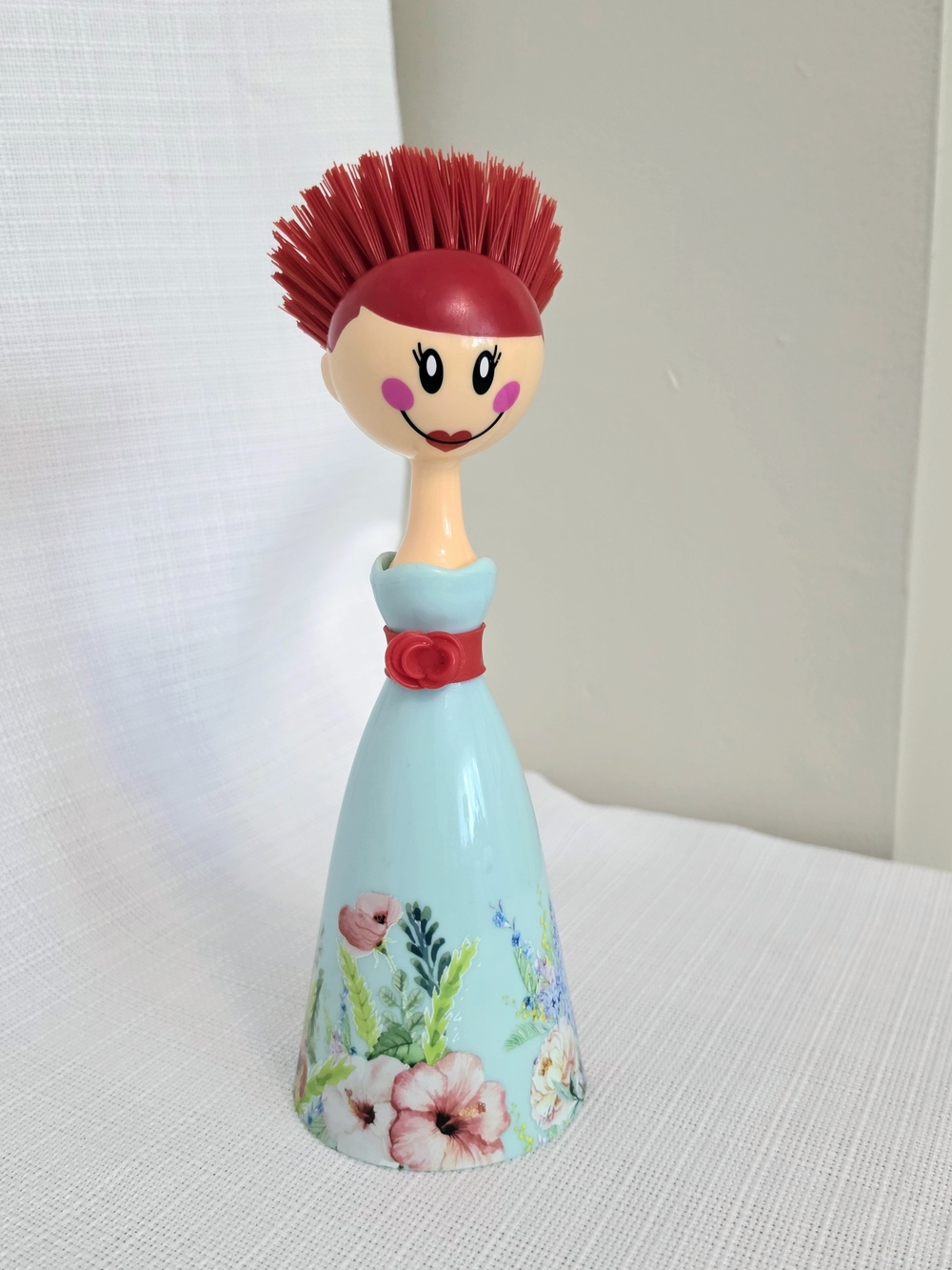Vigar Doll Kitchen Scrub Brush Lady Green Dress Stand Red Hair Dish Farmhouse